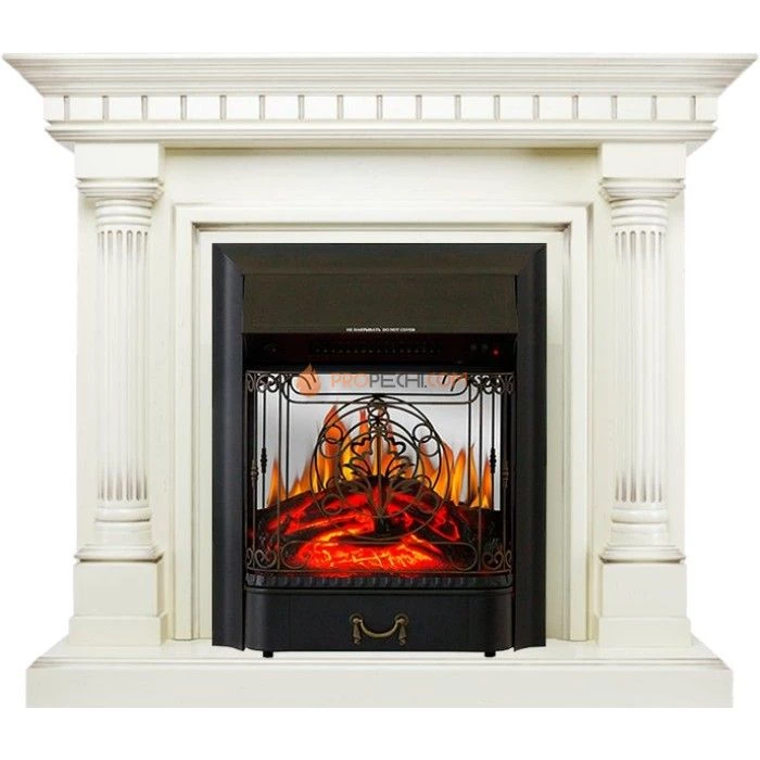 Каминокомплект Royal Flame Dallas - Слоновая кость с патиной с очагом Majestic FX M Black