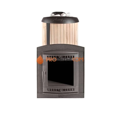 Чугунная печь для бани Атмосфера XL Про ламели Окаменевшее дерево перенесенный рисунок