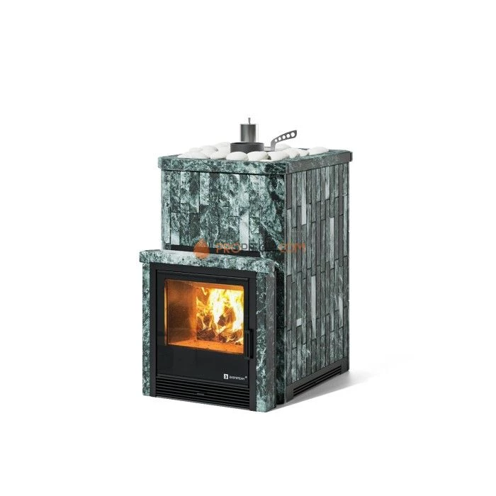 Дровяная печь для бани ИзиСтим Южная 9 с топкой из парной в камне из змеевика