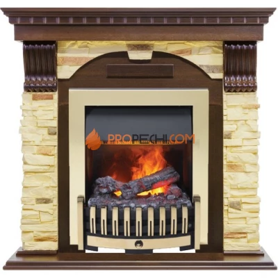 Каминокомплект Dimplex Dublin угловой - Темный дуб / Сланец с очагом Danville Brass FB2