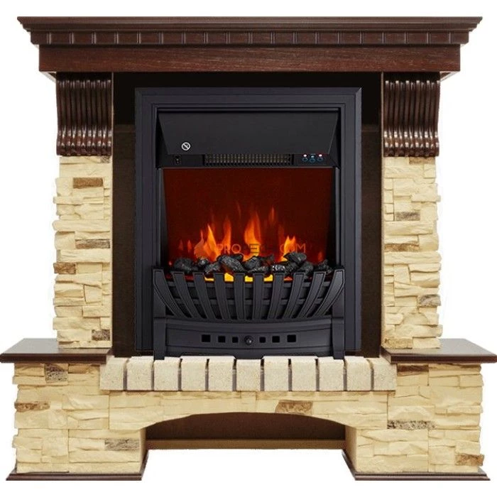 Каминокомплект Royal Flame Pierre Luxe - Темный дуб / Сланец с очагом Aspen Black