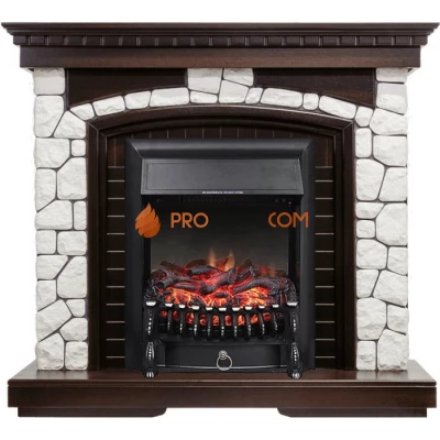 Каминокомплект Royal Flame Glasgow - Темный дуб / Белый с очагом Fobos FX Black