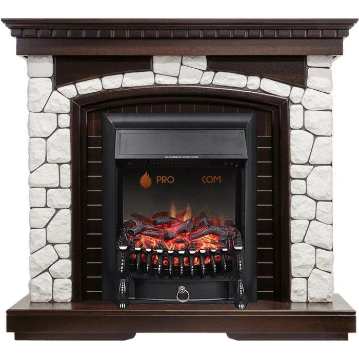 Каминокомплект Royal Flame Glasgow - Темный дуб / Белый с очагом Fobos FX Black