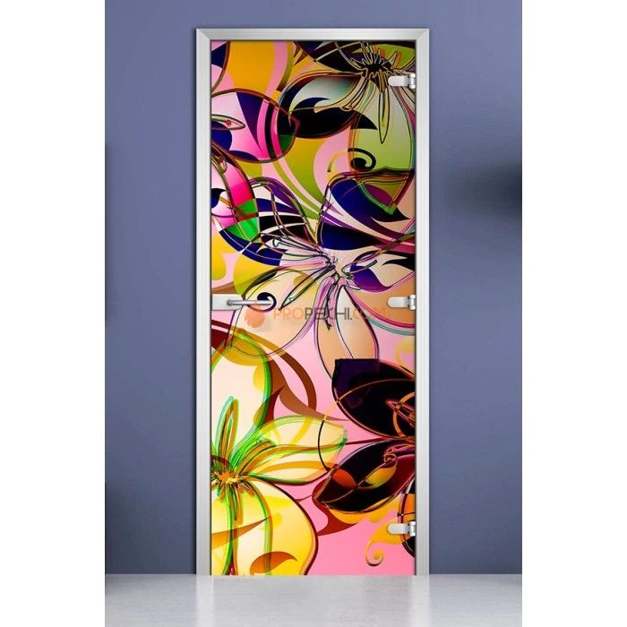 Стеклянная межкомнатная дверь DoorWood с фотопечатью Abstraction-05, 2000х700 мм