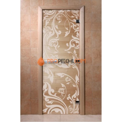 Дверь для бани DoorWood с рисунком Венеция Прозрачная, 2000x800 мм