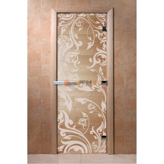 Дверь для бани DoorWood с рисунком Венеция Прозрачная, 2000x800 мм