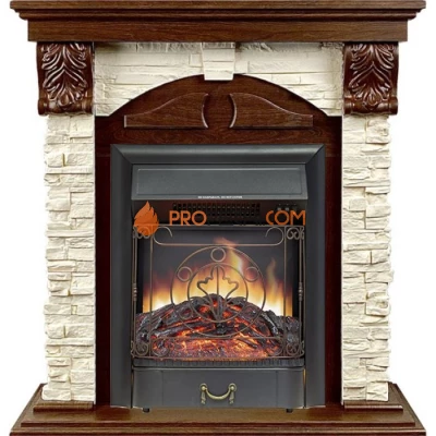Каминокомплект Royal Flame Dublin (Разборный) - Орех каньон / Сланец с очагом Majestic FX Black