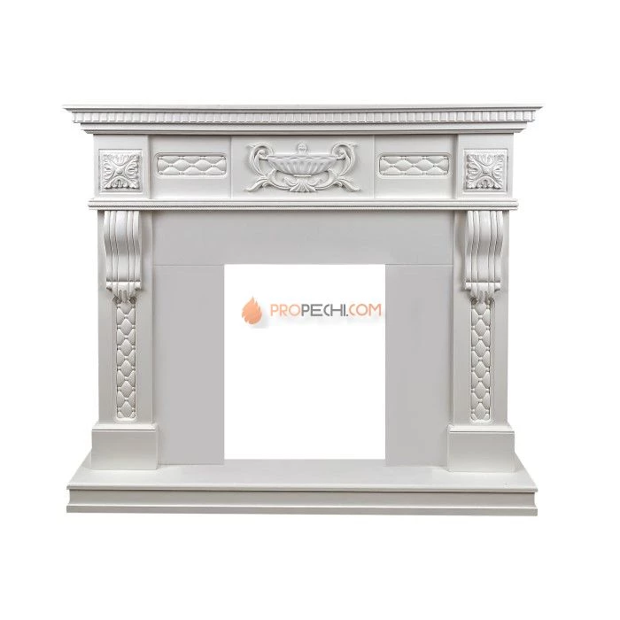 Каминокомплект Dimplex Corsica - Матовый белый (Ширина 1100) с очагом Danville Antique Brass FB2