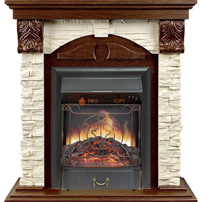 Каминокомплект Royal Flame Dublin (Разборный) - Орех каньон / Сланец с очагом Majestic FX Black