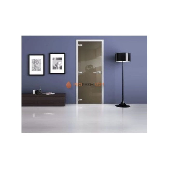 Стеклянная межкомнатная дверь DoorWood с фотопечатью Ral 7034, 2000х700 мм