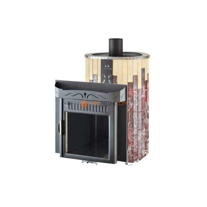 Дровяная печь для сауны Ферингер Оптима До 23 м³ - Сильвия Оро + Россо Леванте - обрамление Металл