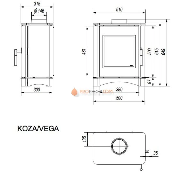 Печь-камин Kratki KOZA/VEGA/150