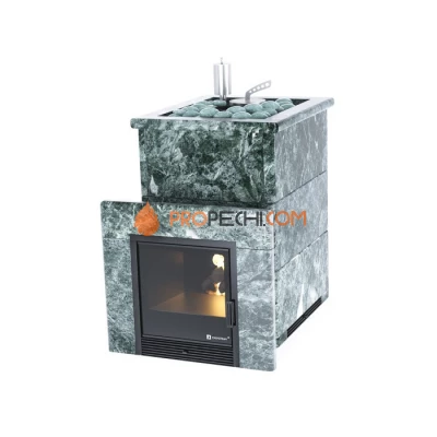 Дровяная печь для бани ИзиСтим Анапа в полноценном кожухе с открытым верхом из змеевика