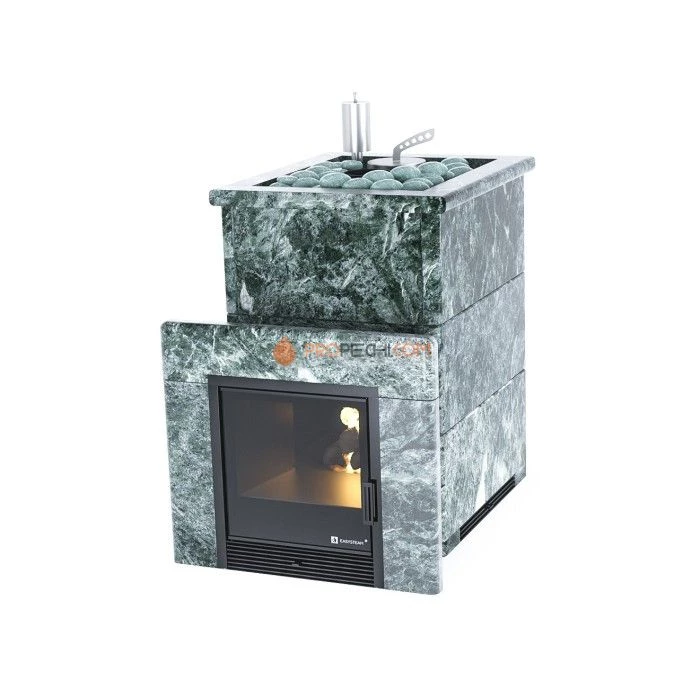 Дровяная печь для бани ИзиСтим Анапа в полноценном кожухе с открытым верхом из змеевика