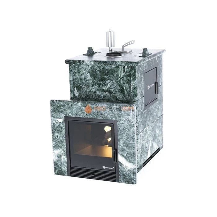 Дровяная печь для бани ИзиСтим Анапа М2 в полноценном кожухе из змеевика