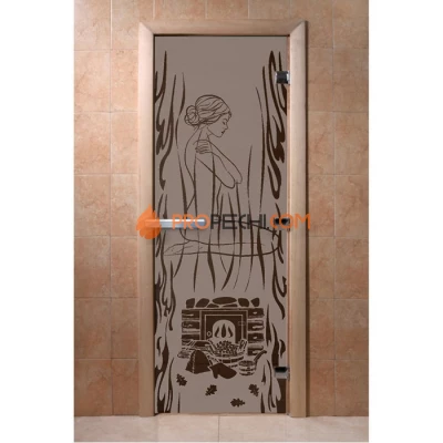 Дверь для бани DoorWood с рисунком Волшебный пар Черный жемчуг матовая, 2000x800 мм