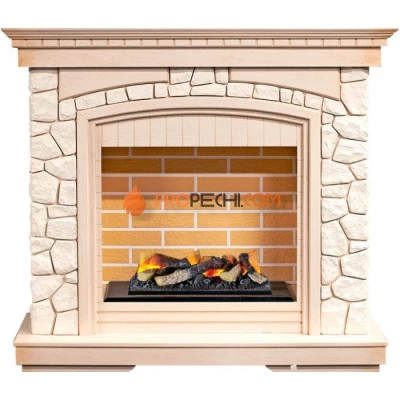 Каминокомплект Dimplex Glasgow - Слоновая кость с патиной/Белый с очагом Cassette 400 LNH-INT (с дровами)