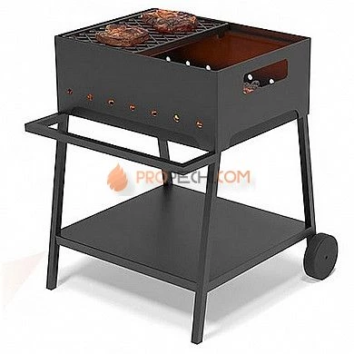 Мангал Везувий Турист №2 с решеткой чугунной "Стейк" на подставке