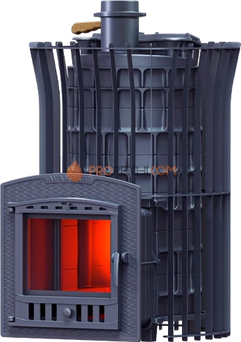 Чугунная банная печь Гефест Авангард Ураган ЗК 40 П2 сетка тюльпан