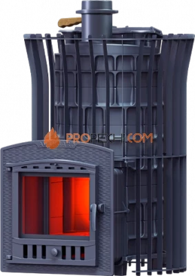 Чугунная банная печь Гефест Авангард Ураган ЗК 40 П2 сетка тюльпан
