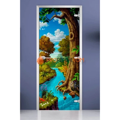 Стеклянная межкомнатная дверь DoorWood с фотопечатью Kids-02, 2000х700 мм