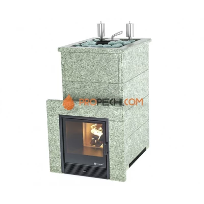 Дровяная печь для бани ИзиСтим Геленджик К в камне Жадеит