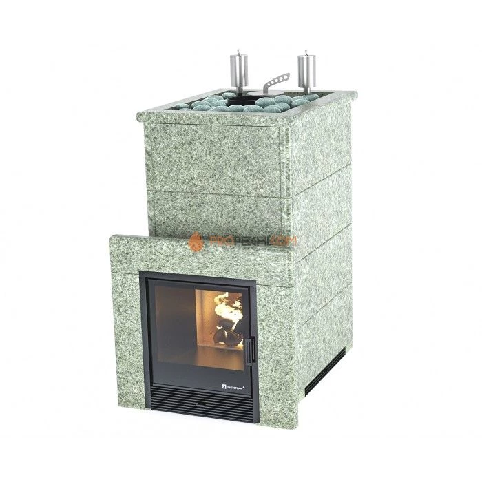 Дровяная печь для бани ИзиСтим Геленджик К в камне Жадеит
