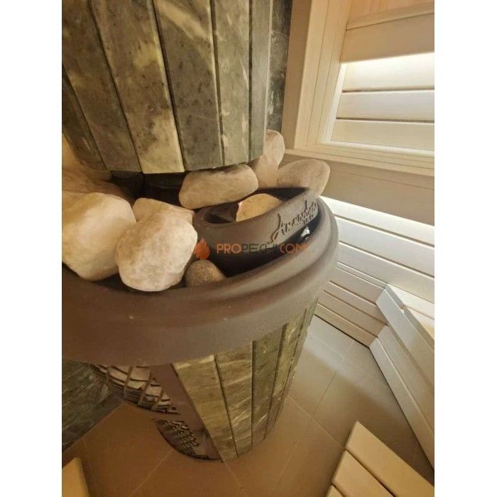 Чугунная печь для бани Атмосфера в ламелях Змеевик наборный до 22 м³