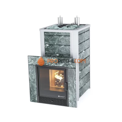Дровяная печь для бани ИзиСтим Ялта 35 К в камне Змеевик