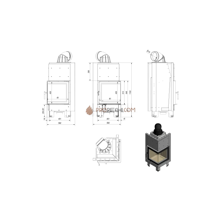 Каминная топка Kratki MBN/P/BS (8 кВт)