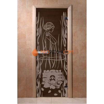 Дверь для бани DoorWood с рисунком Волшебный пар Черный жемчуг, 2000x800 мм