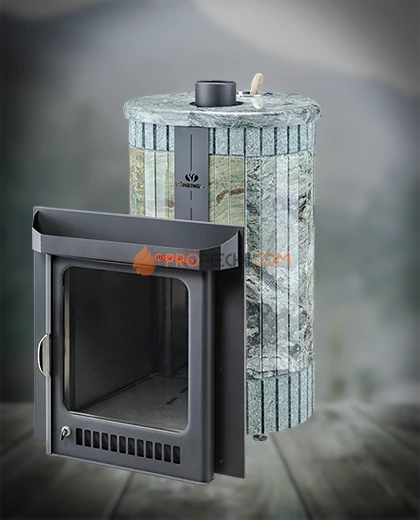 Банная печь Ферингер ПФ Оптима Жадеит перенесенный рисунок + Жадеит бучардированный