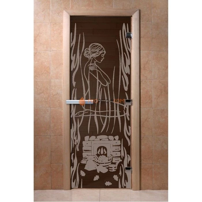 Дверь для бани DoorWood с рисунком Волшебный пар Черный жемчуг, 2000x800 мм