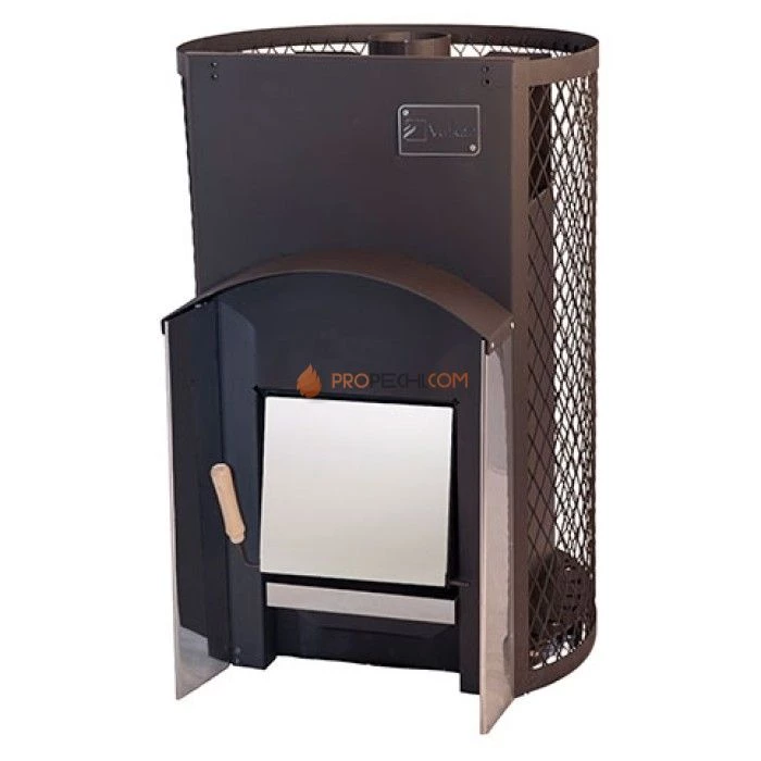 Дровяная печь для бани Вулкан Прометей 18 с сетчатым кожухом (стандарт)