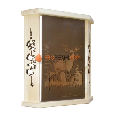 Абажур угловой Лось Стекло-Кедр