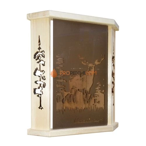 Абажур угловой Лось Стекло-Кедр