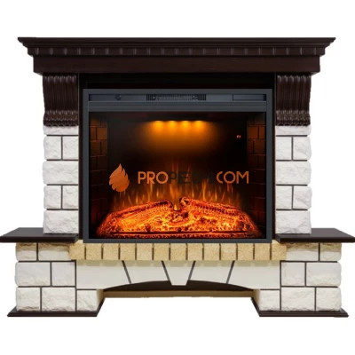 Каминокомплект Royal Flame Pierre - Венге / Белый (Высота 1015мм) с Электрическим очагом Emerald 28