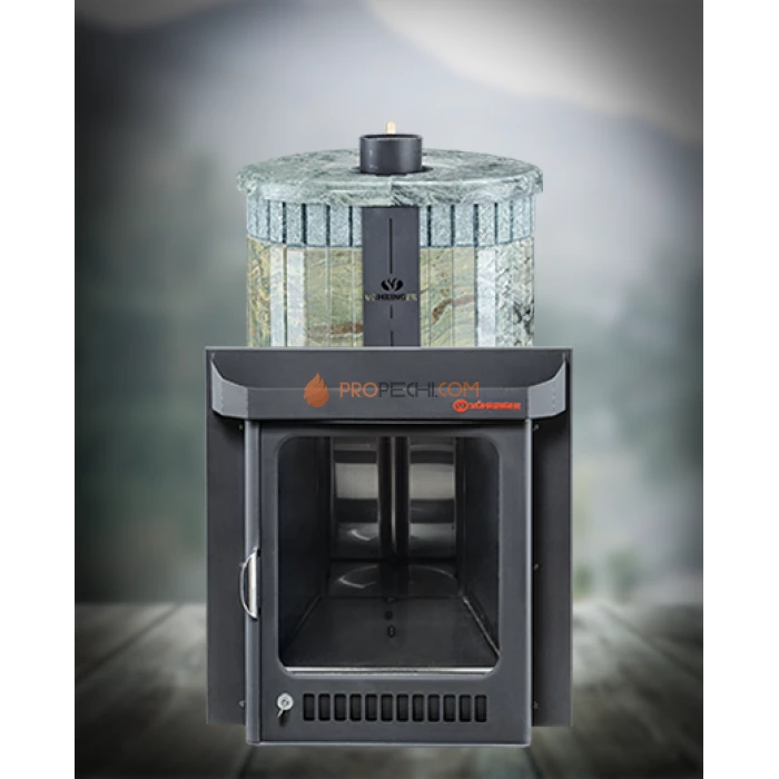 Дровяная печь для бани Ферингер Оптима до 28 м³ - Жадеит перенесённый рисунок + Жадеит бучардированный