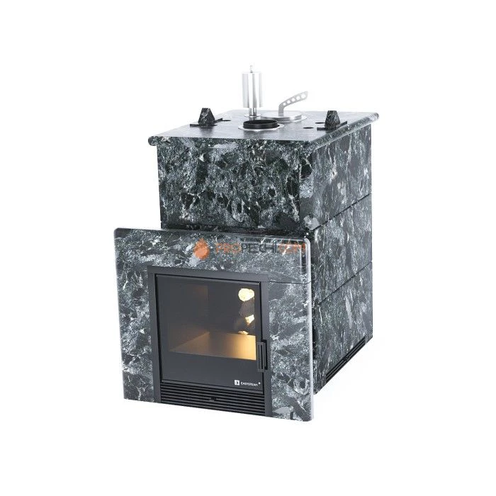 Дровяная печь для бани ИзиСтим Анапа в полноценном кожухе из пироксенита