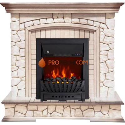 Каминокомплект Royal Flame Preston - Белый/Слоновая кость с патиной с очагом Aspen Black
