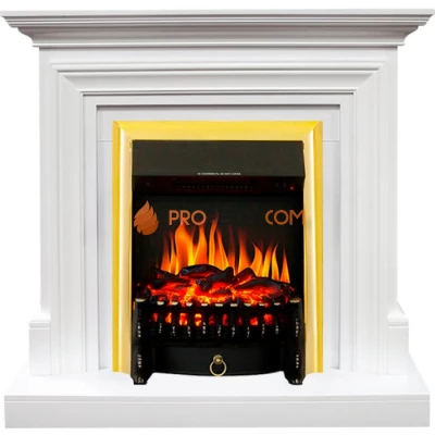 Каминокомплект Royal Flame Bradford - Белый с очагом Fobos FX Brass