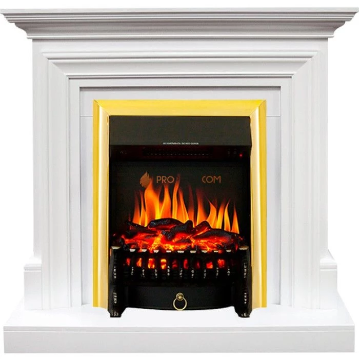 Каминокомплект Royal Flame Bradford - Белый с очагом Fobos FX Brass