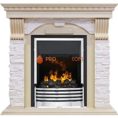 Каминокомплект Dimplex Dublin - Слоновая кость с патиной / Сланец крем с очагом Flagstaff