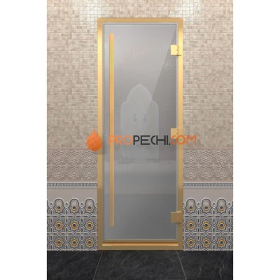 Дверь для хамама DoorWood Престиж Золотой профиль Сатин, 2100х800 мм