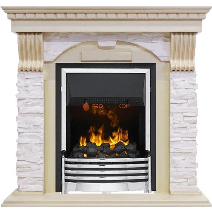 Каминокомплект Dimplex Dublin - Слоновая кость с патиной / Сланец крем с очагом Flagstaff