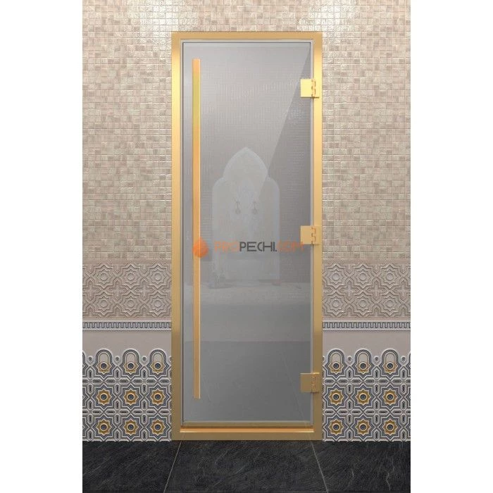 Дверь для хамама DoorWood Престиж Золотой профиль Сатин, 2100х800 мм