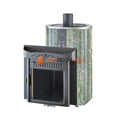 Дровяная печь для сауны Ферингер Оптима До 23 м³ - Жадеит - цельные ламели - обрамление Металл