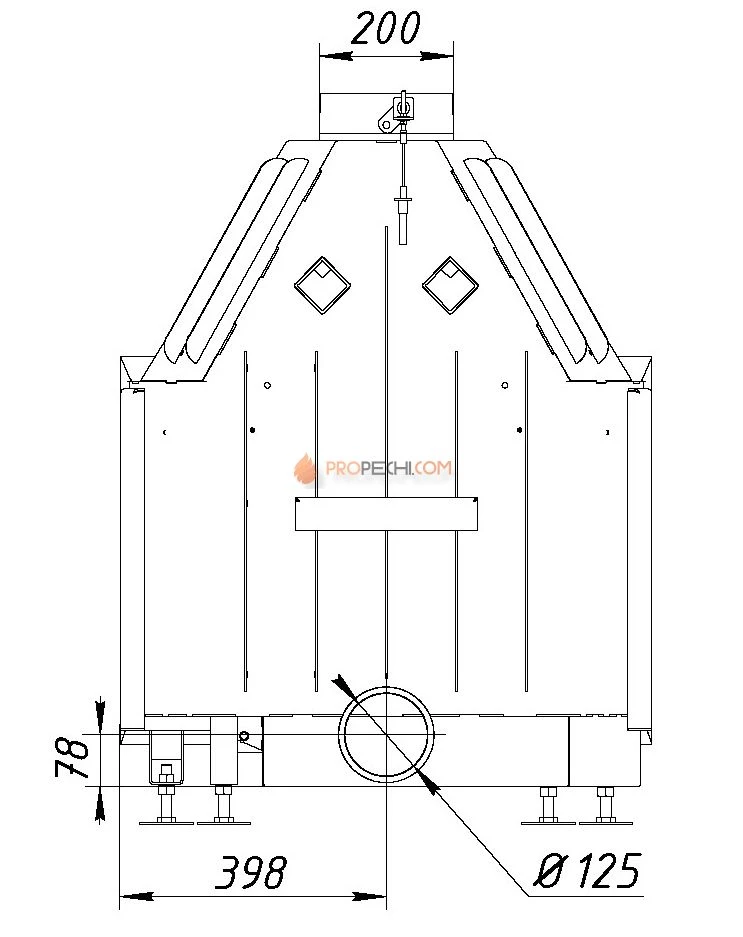 Каминная топка ЭкоКамин Альфа 800 B черный шамот