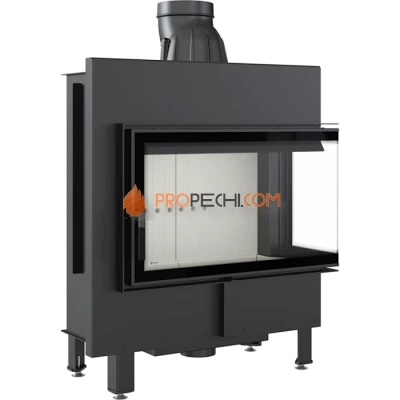 Каминная топка стальная Kratki LUCY/14/P/BS (угловое стекло справа) (14 кВт)