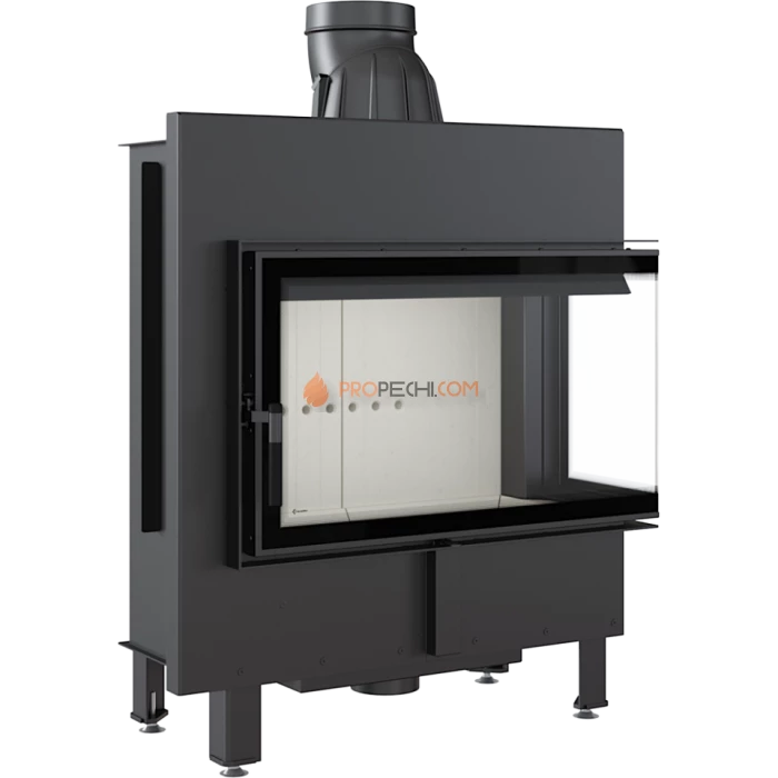 Каминная топка стальная Kratki LUCY/14/P/BS (угловое стекло справа) (14 кВт)